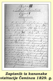 Preslik kanonske vizitacije Čeminca 1829. g.