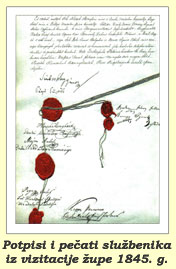 Potpisi i pečati vizitatorskih službenika u Čemincu 1845. g.
